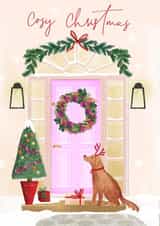 Cute Christmas Card - Cosy Christmas - Dog created by Anna Cheng Design & Print