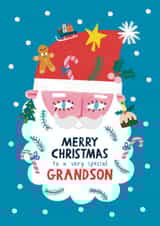 Cute Christmas Card - For Grandson - Santa Claus Beard created by Alice Mole Illustration