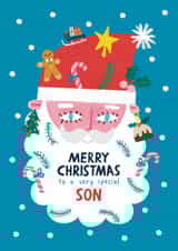 Cute Christmas Card - For Son - Santa Claus Beard created by Alice Mole Illustration