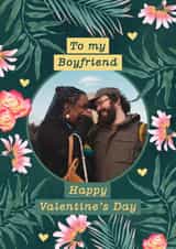 Personalised Valentines Day Photo Card created by Evie Garnett Designs - Pretty Valentine's Day Card - For Boyfriend - Watercolour Florals