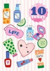 Cute Birthday Card - 10th Birthday - Makeup - Cosmetics created by GENINE DELAHAYE