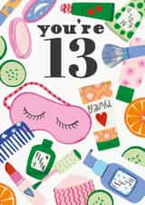 Cute Birthday Card - 13th Birthday - Pamper - Makeup created by GENINE DELAHAYE