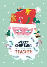 Cute Christmas Card - For Teacher - Santa Claus Beard created by Alice Mole Illustration