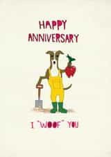 Funny Anniversary Card - Dog - Gardening - Woof created by Pencilface