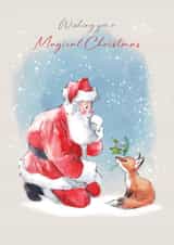 Cute Christmas Card - Santa & Fox - Magical Christmas created by Paper Shed Design