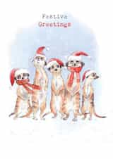 Cute Christmas Card - Meerkats Illustration - Festive Greetings created by Paper Shed Design