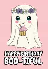 Cute Birthday Card - Ghost - Boo-Tiful created by @Cupsie's Creations