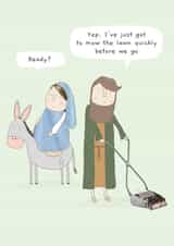 Funny Christmas Card - Mow The Lawn - Joseph and Mary created by Rosie Made A Thing