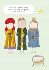 Funny Christmas Card - For Friends and Family - 3 Wise Men With Rubbish Gifts created by Rosie Made A Thing