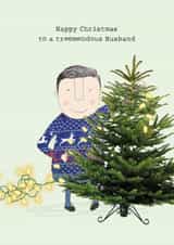 Funny Christmas Card - For Husband - Tree Pun - Tremendous Husband created by Rosie Made A Thing