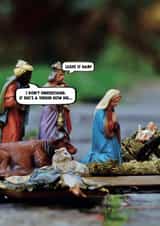 Funny Christmas Card - Virgin Mary - Nativity Scene created by The Buddy Fernandez Card Co.