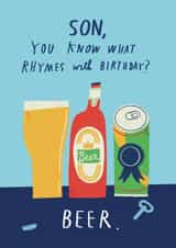 Funny Birthday Card - For Son - Beer created by Alice Mole Illustration