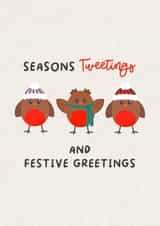 Cute Christmas Card - Red Robins - Seasons Tweetings created by Fierce and Fred