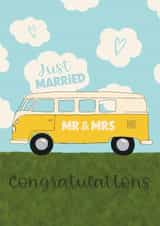 Cute Wedding Card - Just Married - Campervan created by Giddy Kipper