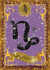 Pretty zodiac birthday card for Capricorn astrology star sign, December January created by Violet Spicer