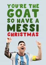 Funny Christmas Card - Lionel Messi - You're The GOAT created by Pink Peach Cards