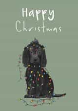 Cute Christmas Card - Cocker Spaniel - Christmas Lights created by Lucy Driver