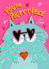 Cute Valentine's Day Card - You're Purrfect - Cat created by NICHOLA COWDERY ILLUSTRATIONS 
