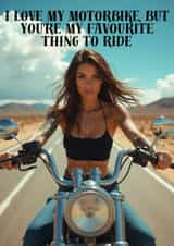 Cheeky Personalised Face Swap Card for Him – Motorbike Riding Pun created by thortful