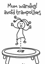 Funny New Baby or Congratulations card for All Mums. Mum warning trampoline created by O'Dials Emporium