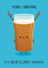 Cute Christmas Card - For Grandson - Pint Of Reindeer Beer created by Sophie Kent Illustration