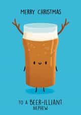 Cute Christmas Card - For Nephew - Pint Of Reindeer Beer created by Sophie Kent Illustration