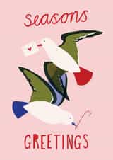Cute festive Christmas card featuring turtle doves created by Louisa Taylor