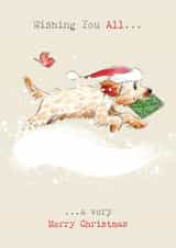 Cute Christmas Card - From Our House To Yours - Running Dog created by Paper Shed Design