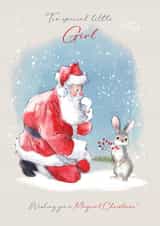 Cute Christmas Card - To A Special Little Girl - Santa & Rabbit created by Paper Shed Design