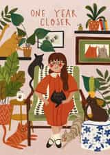 Funny Birthday Card - Crazy Cat Lady - Crazy Plant Lady created by AbiGoLucky