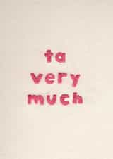 Cute Thank You Card - Ta Very Much - Embroidery created by Sparklymouse