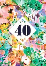 Pretty Birthday Card - 40th - Watercolour Florals created by Rebecca Prinn