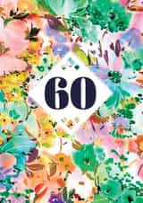 Pretty Birthday Card - 60th - Watercolour Florals created by Rebecca Prinn