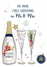 Classic Christmas Card - First Christmas As Mr & Mrs - Festive Bubbly created by Katie Phythian Design