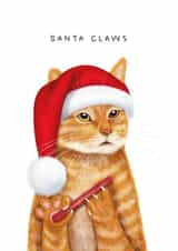 Funny Christmas Card - Santa Claws - Cat Pun created by badgerbee design