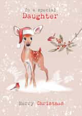 Cute Christmas Card - For Daughter - Deer & Robins created by Paper Shed Design