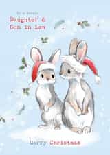 Cute Christmas Card - Daughter & Son in Law - Rabbits In Snow created by Paper Shed Design
