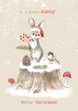 Cute Christmas Card - For Aunty - Rabbit On Tree Stump created by Paper Shed Design