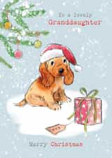Cute Christmas Card - For Granddaughter - Cocker Spaniel Under Christmas Tree created by Paper Shed Design