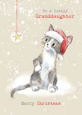 Cute Christmas Card - For Granddaughter - Kitten Playing With A Star created by Paper Shed Design