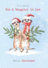 Cute Christmas Card - For Son and Daughter in Law - Meerkats created by Paper Shed Design