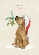 Cute Christmas Card - Just For You - Brown Puppy created by Paper Shed Design