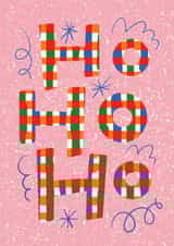 Fun Christmas Card - Colourful Check - Ho Ho Ho created by Angharad Ffion Design