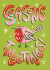 Cute Christmas Card - Pink Robin - Season's Tweetings! created by Angharad Ffion Design