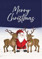 Cute Christmas Card - Santa - Reindeers created by Roger Bear Designs