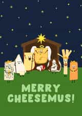 Funny Christmas Card - Cheese - Nativity Scene created by Pink Peach Cards