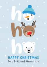 Cute Christmas Card - For Grandson - Rudolph created by Macie Dot Doodles