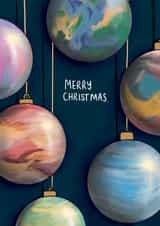 Arty space baubles - Merry Christmas created by Lucy Driver