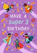 Cute 3rd Birthday Card - Superheroes - For Him created by Pear Tree Press
