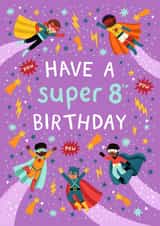 Cute 8th Birthday Card - For Him - Superheroes created by Pear Tree Press